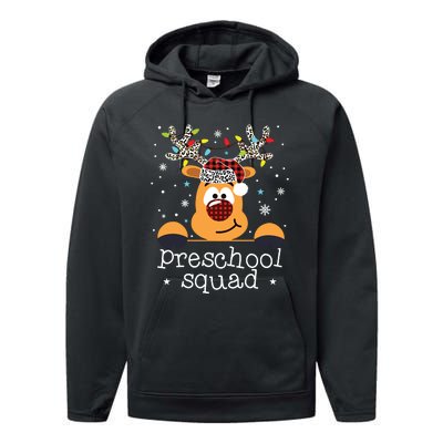 Preschool Squad Plaid Reindeer Santa Hat Teacher Christmas Performance Fleece Hoodie