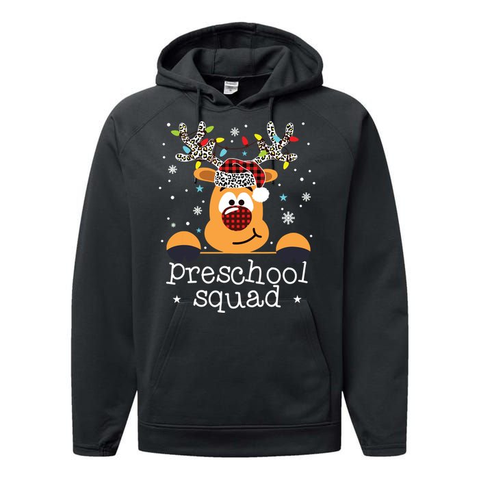 Preschool Squad Plaid Reindeer Santa Hat Teacher Christmas Performance Fleece Hoodie