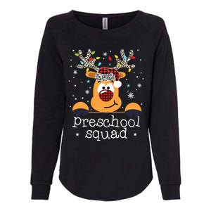 Preschool Squad Plaid Reindeer Santa Hat Teacher Christmas Womens California Wash Sweatshirt