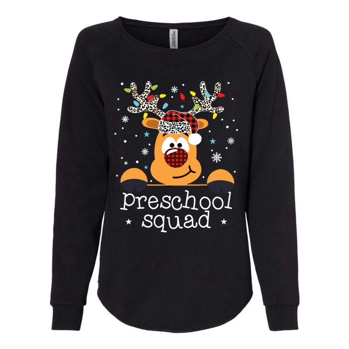 Preschool Squad Plaid Reindeer Santa Hat Teacher Christmas Womens California Wash Sweatshirt