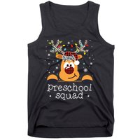 Preschool Squad Plaid Reindeer Santa Hat Teacher Christmas Tank Top