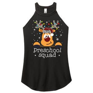 Preschool Squad Plaid Reindeer Santa Hat Teacher Christmas Women's Perfect Tri Rocker Tank