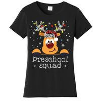 Preschool Squad Plaid Reindeer Santa Hat Teacher Christmas Women's T-Shirt