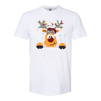 Preschool Squad Plaid Reindeer Santa Hat Teacher Christmas Softstyle CVC T-Shirt