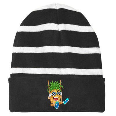 Pineapple Swinger Striped Beanie with Solid Band