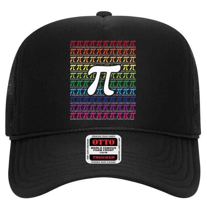 Pi Sign Pi Day funny math teacher lover High Crown Mesh Back Trucker Hat