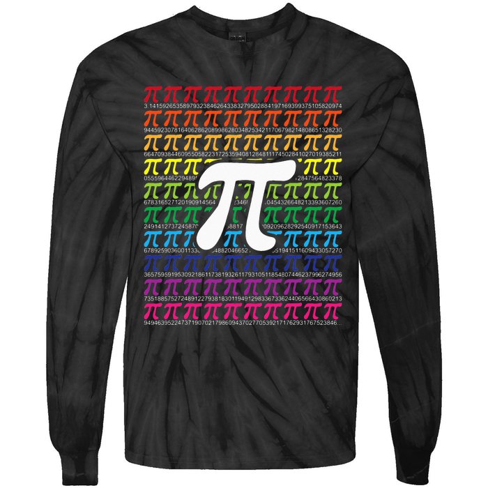 Pi Sign Pi Day funny math teacher lover Tie-Dye Long Sleeve Shirt