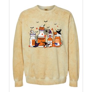 Pumpkin Spice Propofol Ativan Versed Haldol Halloween Nurse Colorblast Crewneck Sweatshirt