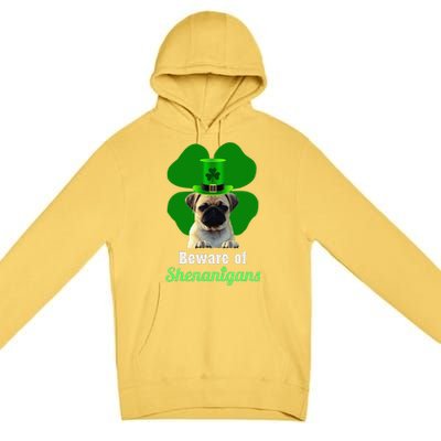 Pugs St. Patrick's Day Hat Funny Shenanigans Premium Pullover Hoodie