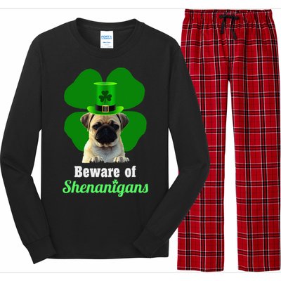 Pugs St. Patrick's Day Hat Funny Shenanigans Long Sleeve Pajama Set