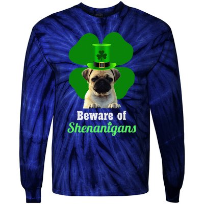 Pugs St. Patrick's Day Hat Funny Shenanigans Tie-Dye Long Sleeve Shirt