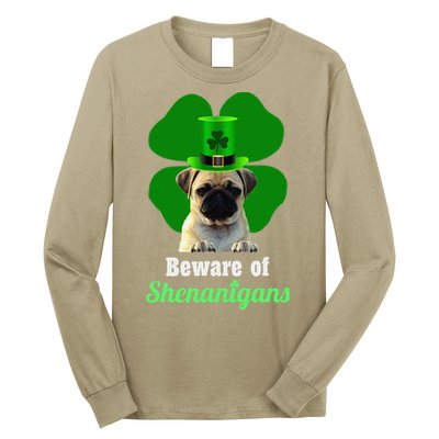 Pugs St. Patrick's Day Hat Funny Shenanigans Long Sleeve Shirt