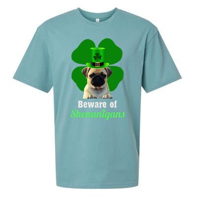 Pugs St. Patrick's Day Hat Funny Shenanigans Sueded Cloud Jersey T-Shirt