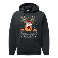 Preschool Squad Plaid Reindeer Santa Hat Teacher Christmas Performance Fleece Hoodie