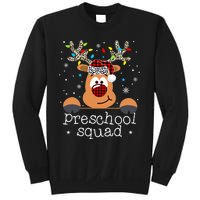 Preschool Squad Plaid Reindeer Santa Hat Teacher Christmas Sweatshirt