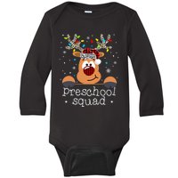 Preschool Squad Plaid Reindeer Santa Hat Teacher Christmas Baby Long Sleeve Bodysuit