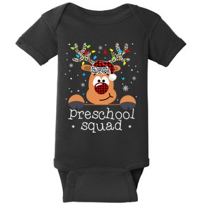 Preschool Squad Plaid Reindeer Santa Hat Teacher Christmas Baby Bodysuit