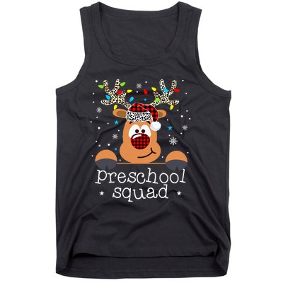 Preschool Squad Plaid Reindeer Santa Hat Teacher Christmas Tank Top