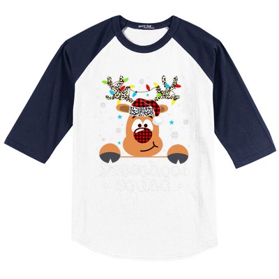 Preschool Squad Plaid Reindeer Santa Hat Teacher Christmas Baseball Sleeve Shirt