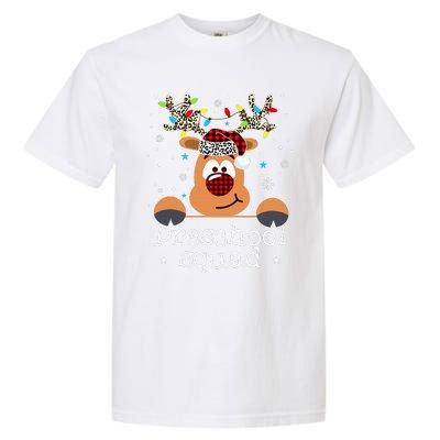 Preschool Squad Plaid Reindeer Santa Hat Teacher Christmas Garment-Dyed Heavyweight T-Shirt