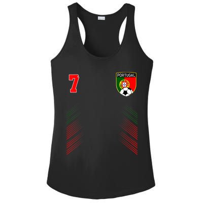Portugal Soccer Portugese Football Retro 7 Jersey Ladies PosiCharge Competitor Racerback Tank