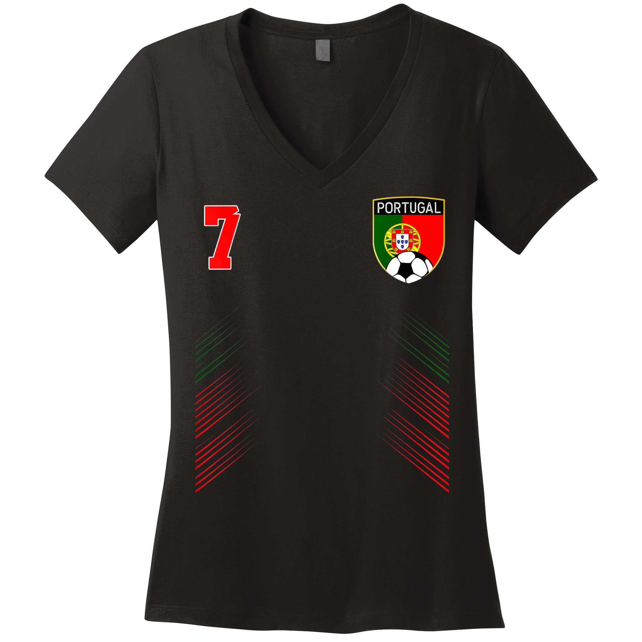 Portugal Soccer Portugese Football Retro 7 Jersey Women's V-Neck T-Shirt