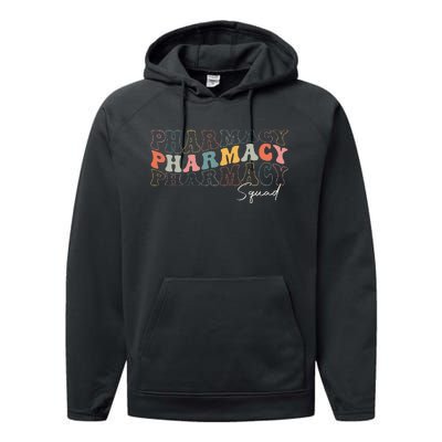 Pharmacy Squad Pharmacy Technician Retro Groovy Pharmacist Performance Fleece Hoodie