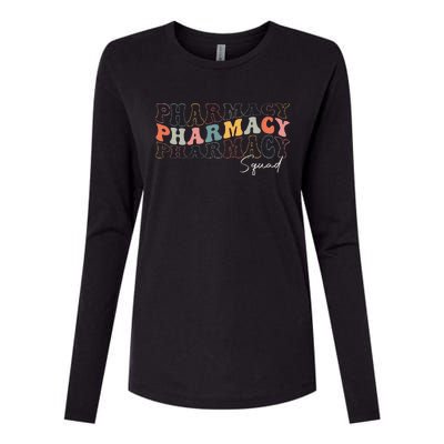 Pharmacy Squad Pharmacy Technician Retro Groovy Pharmacist Womens Cotton Relaxed Long Sleeve T-Shirt