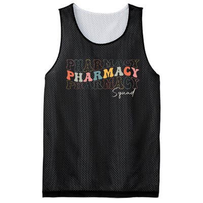 Pharmacy Squad Pharmacy Technician Retro Groovy Pharmacist Mesh Reversible Basketball Jersey Tank