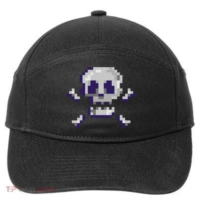 Pixelated Skull 7-Panel Snapback Hat