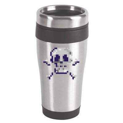 Pixelated Skull 16oz Travel Tumbler