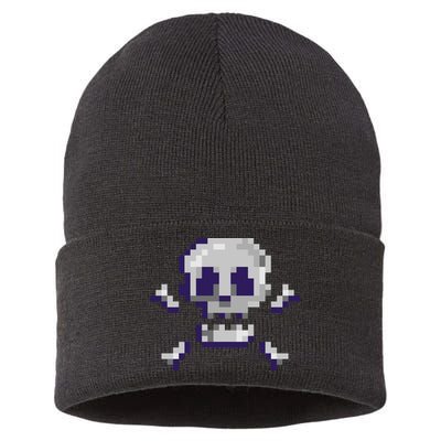 Pixelated Skull Sustainable Knit Beanie