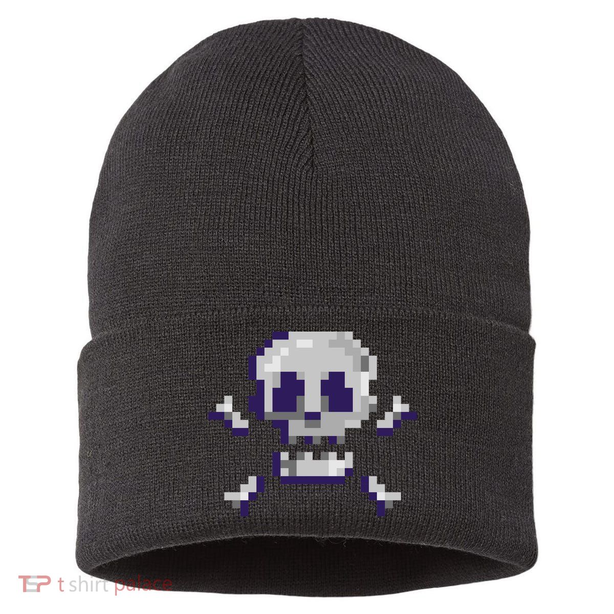 Pixelated Skull Sustainable Knit Beanie