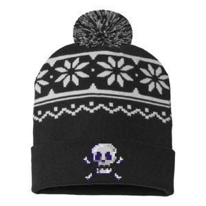 Pixelated Skull USA-Made Snowflake Beanie