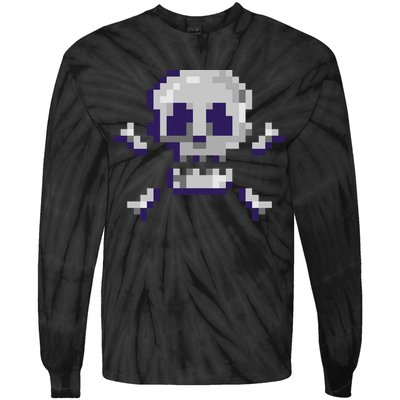 Pixelated Skull Tie-Dye Long Sleeve Shirt