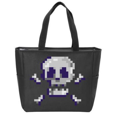 Pixelated Skull Zip Tote Bag