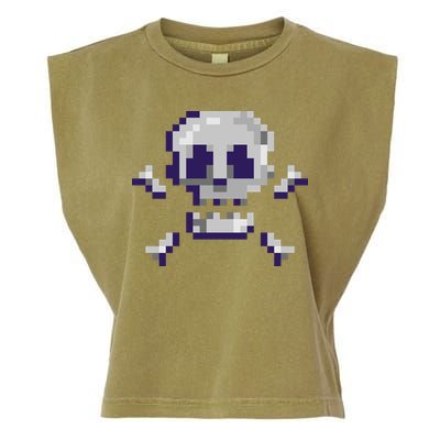 Pixelated Skull Garment-Dyed Women's Muscle Tee