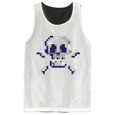 Pixelated Skull Mesh Reversible Basketball Jersey Tank