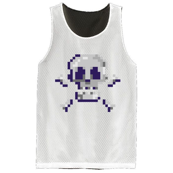 Pixelated Skull Mesh Reversible Basketball Jersey Tank