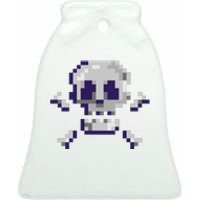 Pixelated Skull Ceramic Bell Ornament