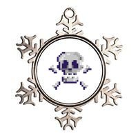 Pixelated Skull Metallic Star Ornament