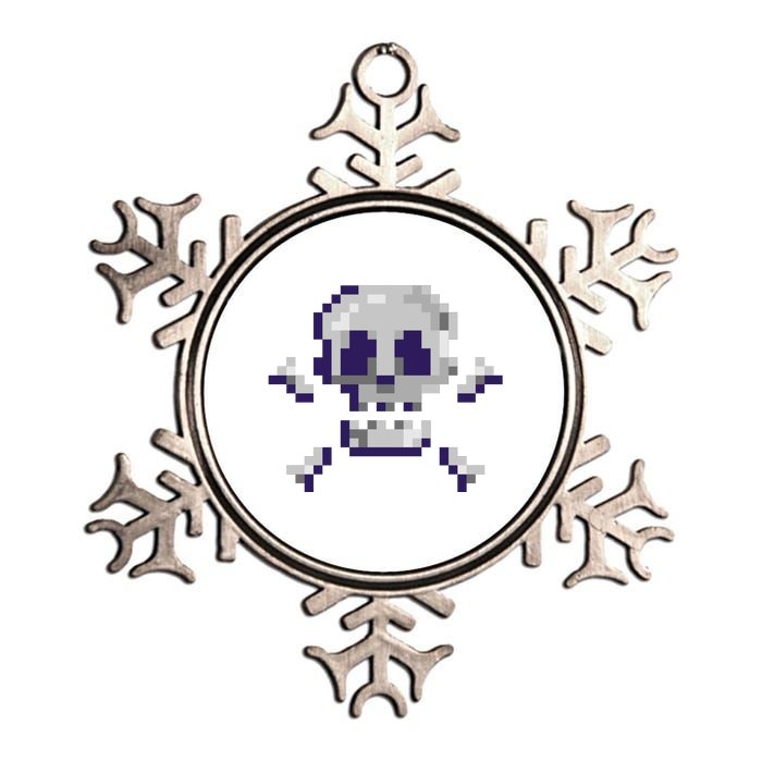 Pixelated Skull Metallic Star Ornament