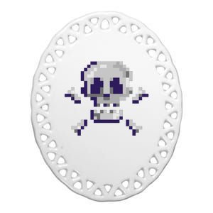 Pixelated Skull Ceramic Oval Ornament