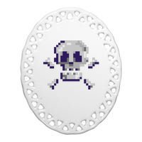 Pixelated Skull Ceramic Oval Ornament