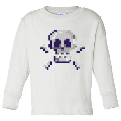 Pixelated Skull Toddler Long Sleeve Shirt