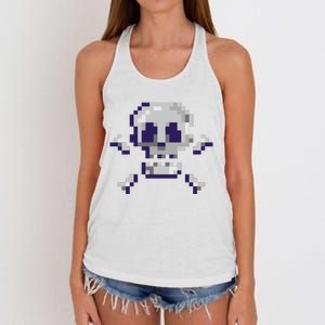 Pixelated Skull Women's Knotted Racerback Tank