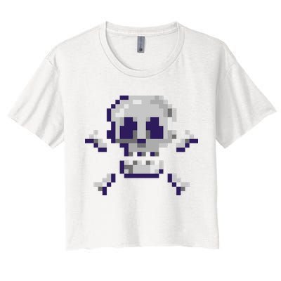Pixelated Skull Crop Top