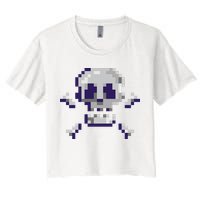 Pixelated Skull Crop Top