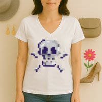 Pixelated Skull Women's V-Neck T-Shirt