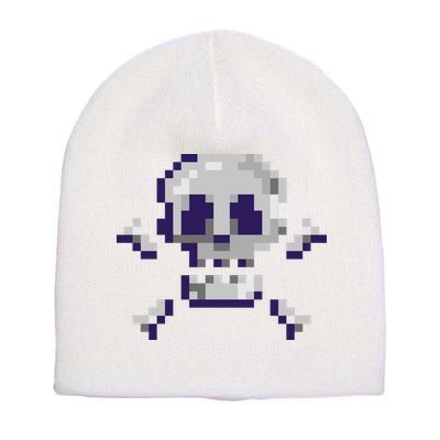 Pixelated Skull Short Acrylic Beanie